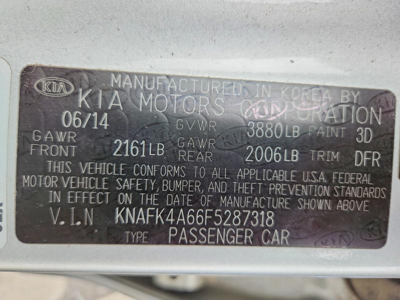47044566 :رقم المزاد ، KNAFK4A66F5287318 vin ، 2015 Kia Forte مزاد بيع