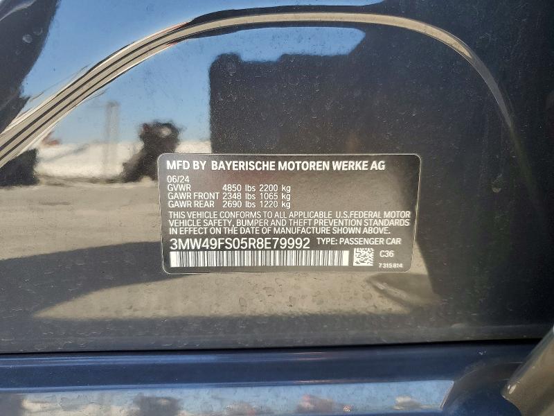 Продажа на аукционе авто 2024 Bmw M340i, vin: 3MW49FS05R8E79992, номер лота: 46726276