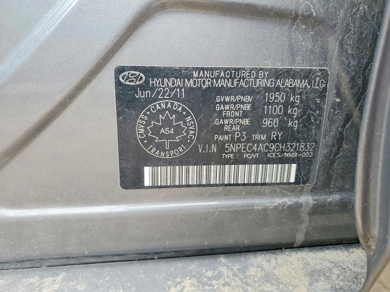Продаж на аукціоні авто 2012 Hyundai Sonata, vin: 5NPEC4AC9CH321832, номер лоту: 46818096