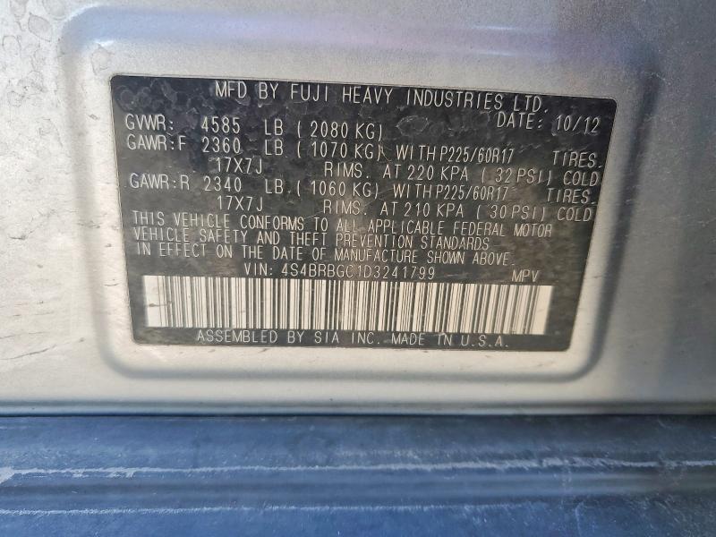 47155736 :رقم المزاد ، 4S4BRBGC1D3241799 vin ، 2013 Subaru Outback مزاد بيع
