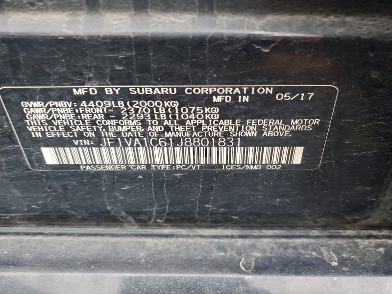 Продаж на аукціоні авто 2018 Subaru Wrx, vin: JF1VA1C61J8801831, номер лоту: 47723176