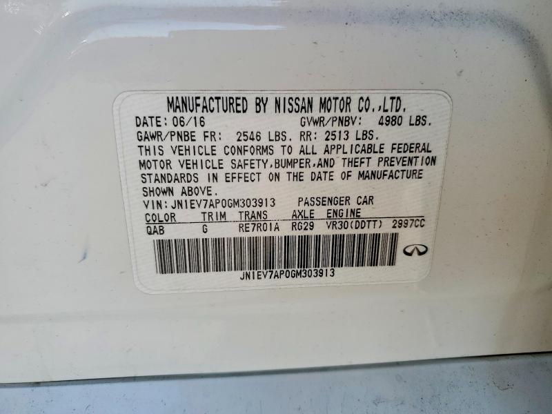 Aukcja sprzedaży 2016 Infiniti Q50, vin: JN1EV7AP0GM303913, numer aukcji: 45458216