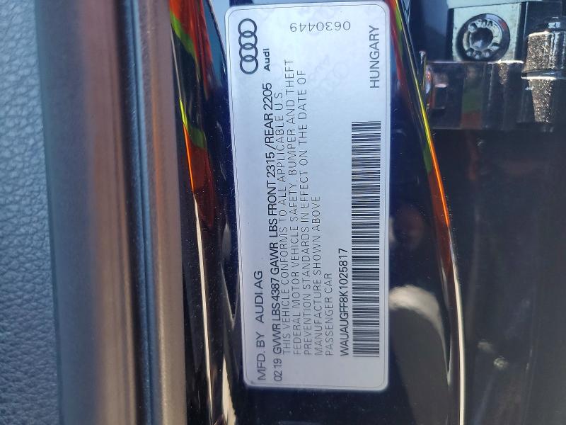 Продажа на аукционе авто 2019 Audi A3, vin: WAUAUGFF8K1025817, номер лота: 47333226