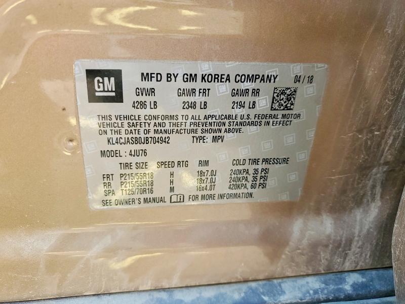 Продажа на аукционе авто 2018 Buick Encore, vin: KL4CJASB0JB704942, номер лота: 79941965