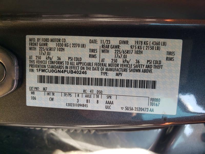 Aukcja sprzedaży 2023 Ford Escape, vin: 1FMCU0GN4PUB40246, numer aukcji: 45656916