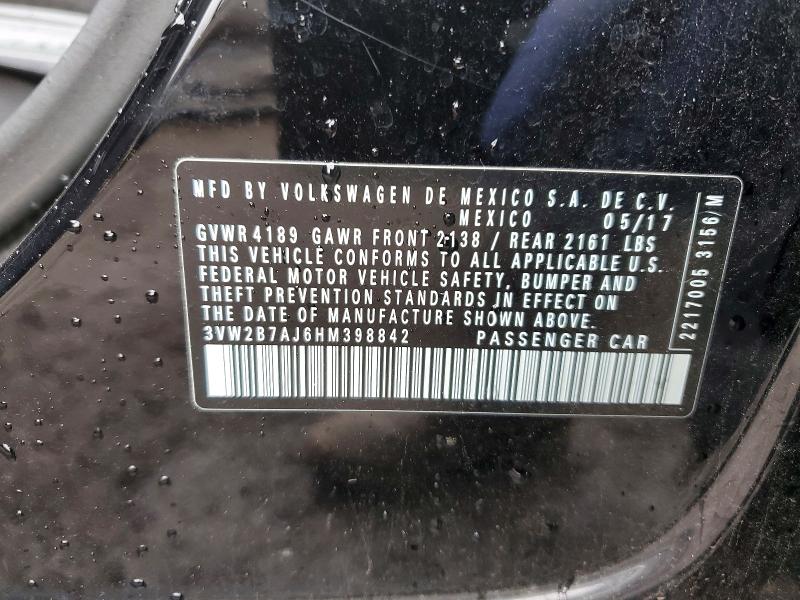Aukcja sprzedaży 2017 Volkswagen Jetta, vin: 3VW2B7AJ6HM398842, numer aukcji: 47332856