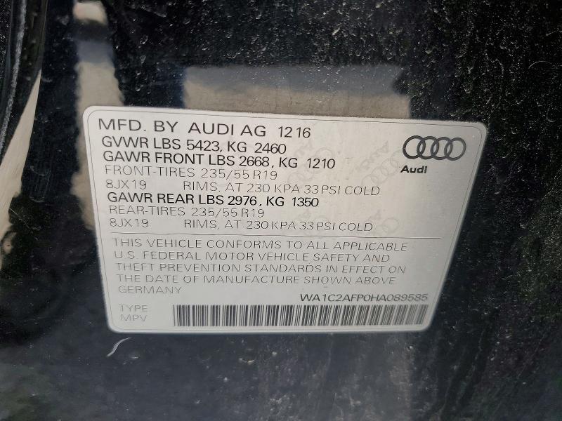Aukcja sprzedaży 2017 Audi Q5, vin: WA1C2AFP0HA089585, numer aukcji: 47127676