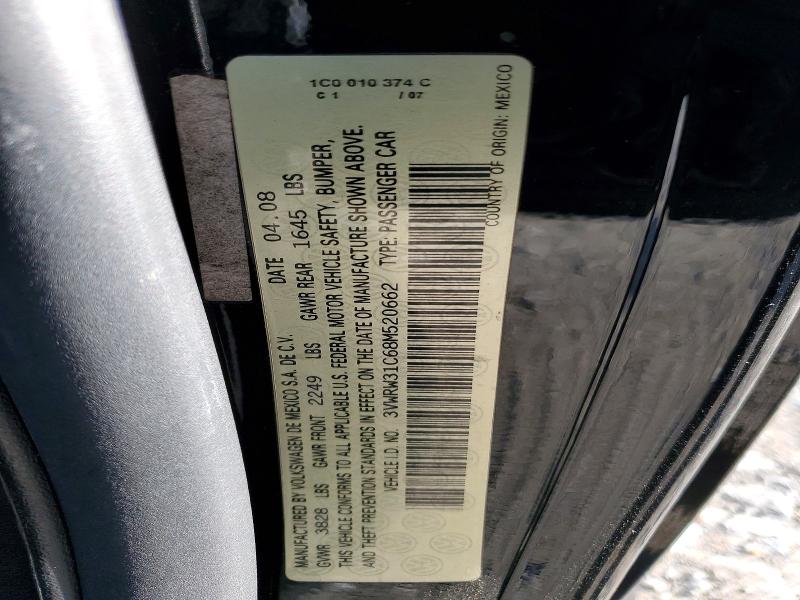 47373076 :رقم المزاد ، 3VWRW31C68M520662 vin ، 2008 Volkswagen New Beetle مزاد بيع