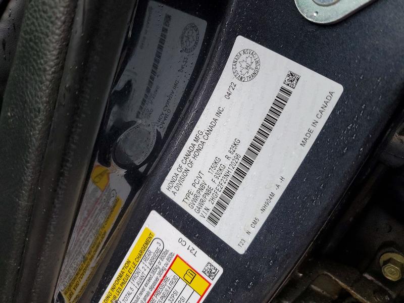 Продаж на аукціоні авто 2022 Honda Civic, vin: 2HGFE2F23NH120296, номер лоту: 41901136