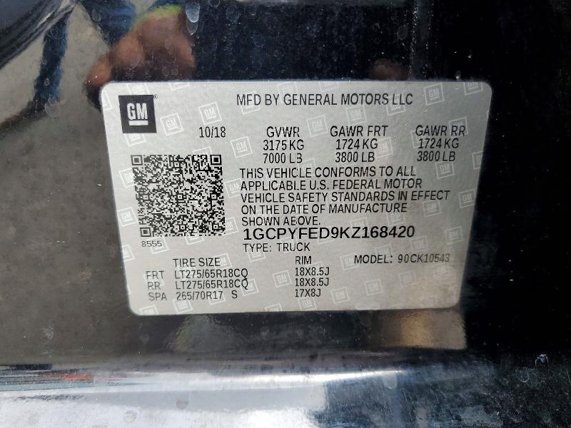 41981946 :رقم المزاد ، 1GCPYFED9KZ168420 vin ، 2019 Chevrolet Silverado مزاد بيع