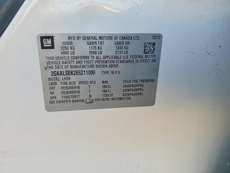 Aukcja sprzedaży 2014 Gmc Terrain, vin: 2GKALSEK2E6211009, numer aukcji: 47806626