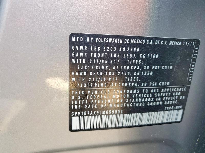 47291736 :رقم المزاد ، 3VV1B7AX9LM059005 vin ، 2020 Volkswagen Tiguan مزاد بيع