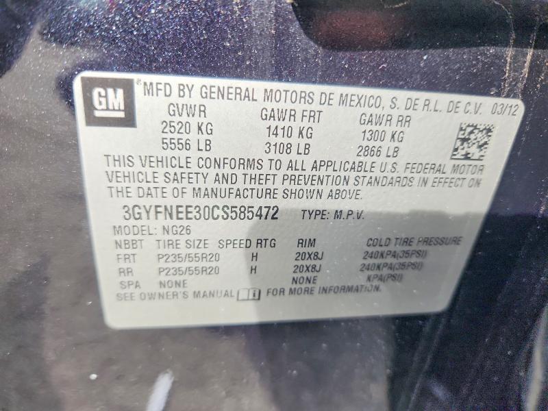 2012 Cadillac Srx მანქანა იყიდება აუქციონზე, vin: 3GYFNEE30CS585472, აუქციონის ნომერი: 46960456