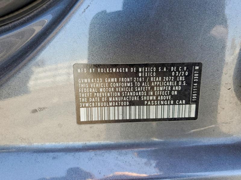 Продаж на аукціоні авто 2020 Volkswagen Jetta, vin: 3VWCB7BU0LM047009, номер лоту: 47470266