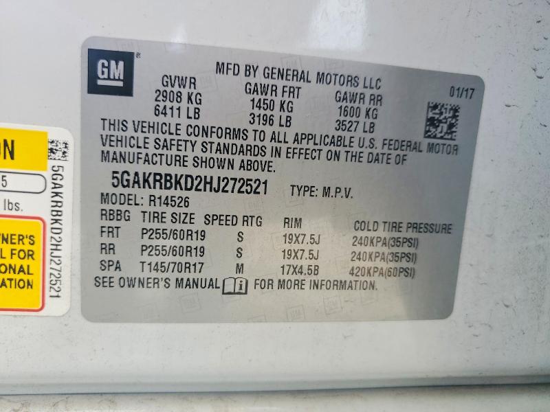 Aukcja sprzedaży 2017 Buick Enclave, vin: 5GAKRBKD2HJ272521, numer aukcji: 41914146