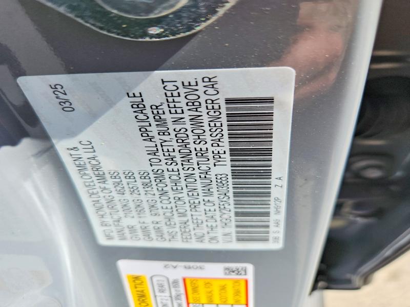 47409606 :رقم المزاد ، 1HGCY2F5XSA039553 vin ، 2025 Honda Accord مزاد بيع