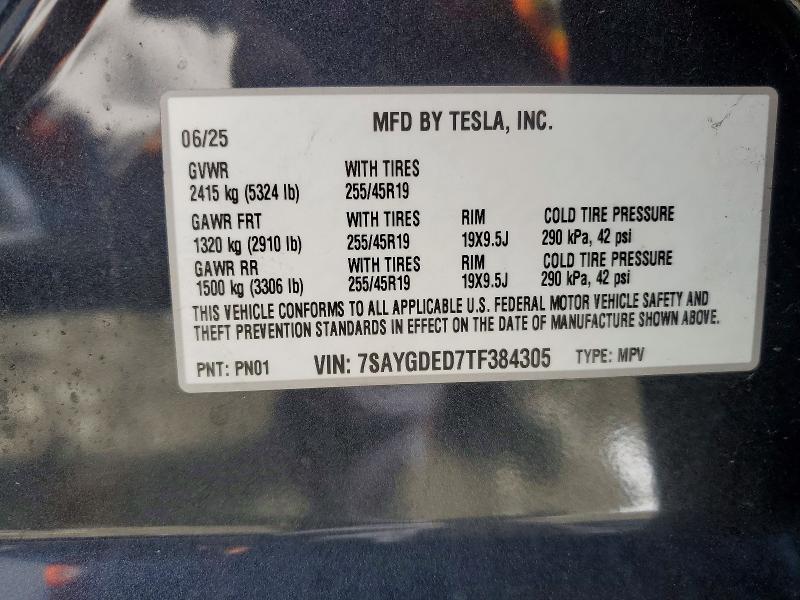 Aukcja sprzedaży 2026 Tesla Model Y, vin: 7SAYGDED7TF384305, numer aukcji: 45642956