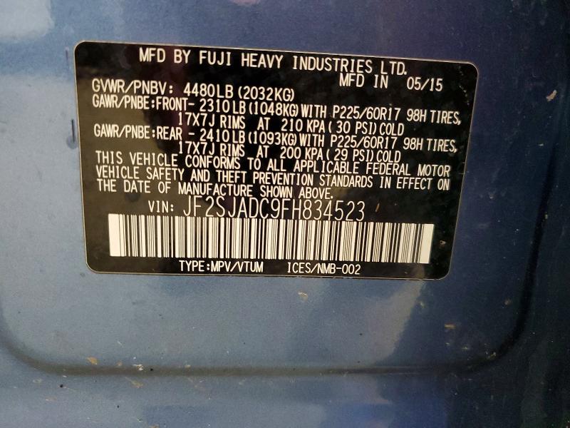 Aukcja sprzedaży 2015 Subaru Forester, vin: JF2SJADC9FH834523, numer aukcji: 48384626