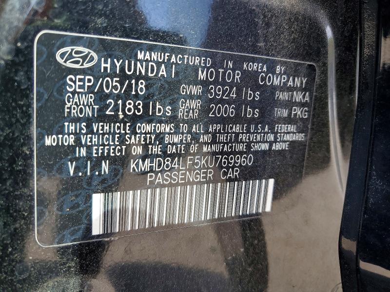 Продаж на аукціоні авто 2019 Hyundai Elantra, vin: KMHD84LF5KU769960, номер лоту: 47042066