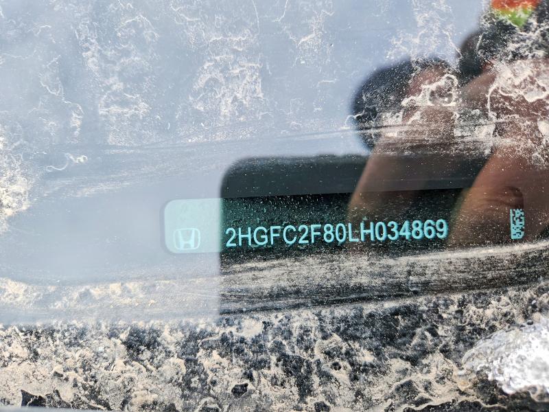 45842316 :رقم المزاد ، 2HGFC2F80LH034869 vin ، 2020 Honda Civic مزاد بيع