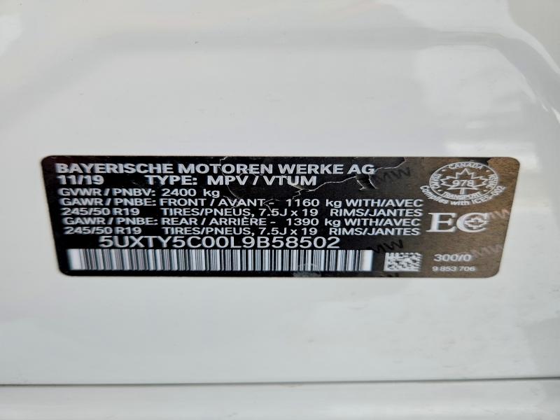 Продаж на аукціоні авто 2020 Bmw X3, vin: 5UXTY5C00L9B58502, номер лоту: 45913716