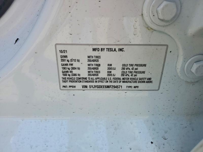 Продаж на аукціоні авто 2021 Tesla Model Y, vin: 5YJYGDEE6MF294571, номер лоту: 79997355