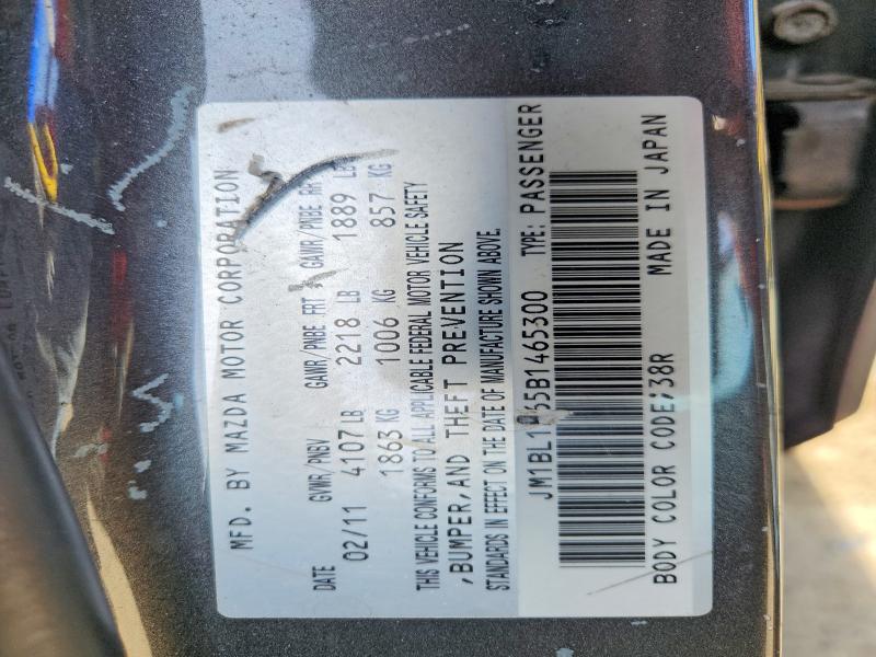47938166 :رقم المزاد ، JM1BL1K65B1465300 vin ، 2011 Mazda 3 مزاد بيع