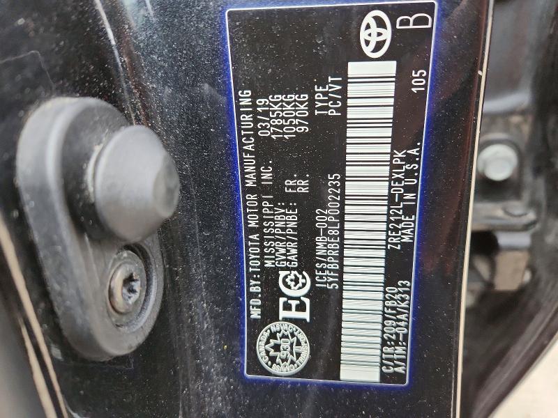 2020 Toyota Corolla მანქანა იყიდება აუქციონზე, vin: 5YFBPRBE8LP002235, აუქციონის ნომერი: 78153235