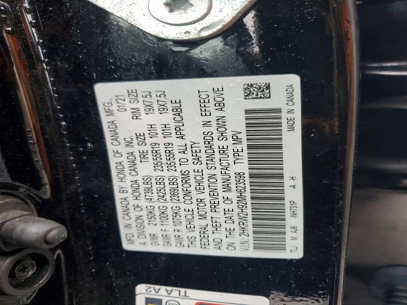 2021 Honda Cr-v მანქანა იყიდება აუქციონზე, vin: 2HKRW2H92MH623598, აუქციონის ნომერი: 42035676