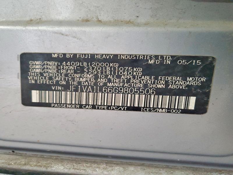 47703316 :رقم المزاد ، JF1VA1L66G9805506 vin ، 2016 Subaru Wrx مزاد بيع