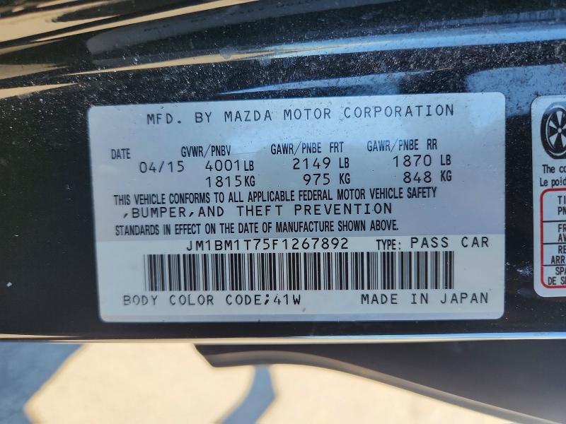 Aukcja sprzedaży 2015 Mazda 3, vin: JM1BM1T75F1267892, numer aukcji: 46938726