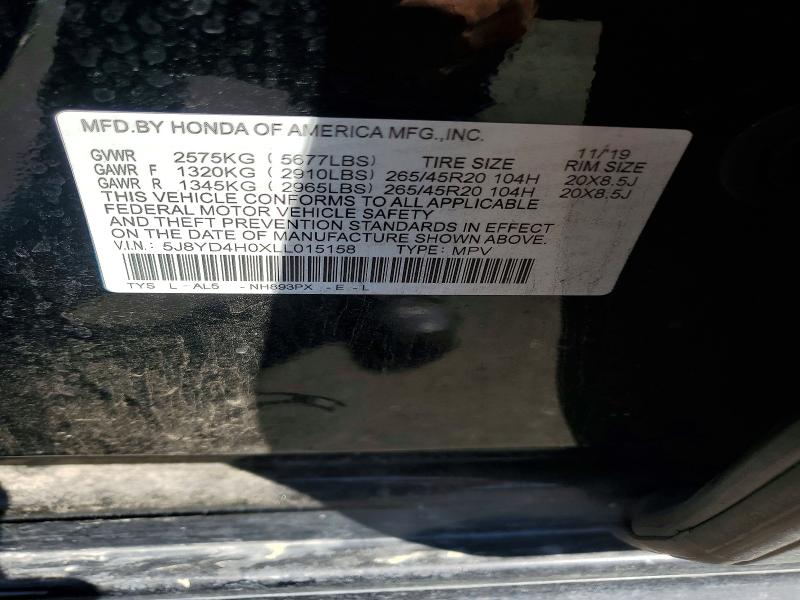 Aukcja sprzedaży 2020 Acura Mdx, vin: 5J8YD4H0XLL015158, numer aukcji: 46942216