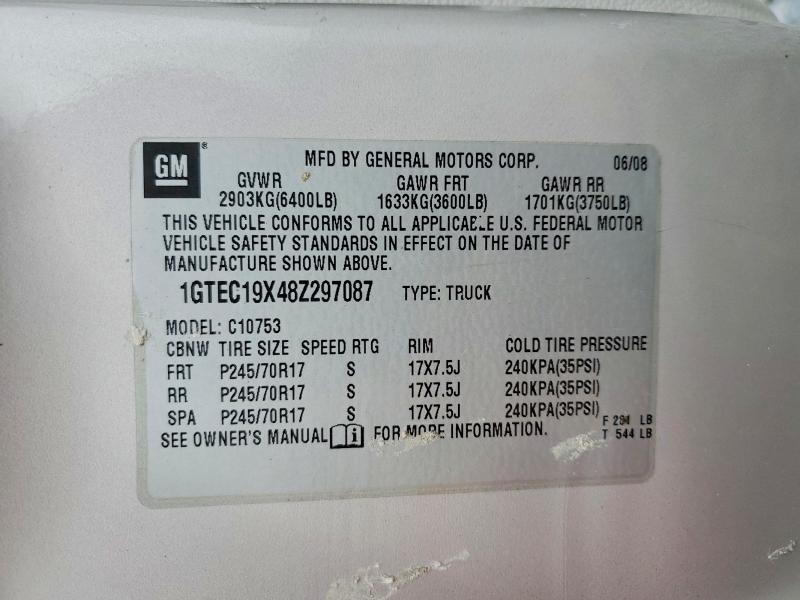 Продажа на аукционе авто 2008 Gmc Sierra, vin: 1GTEC19X48Z297087, номер лота: 46495606
