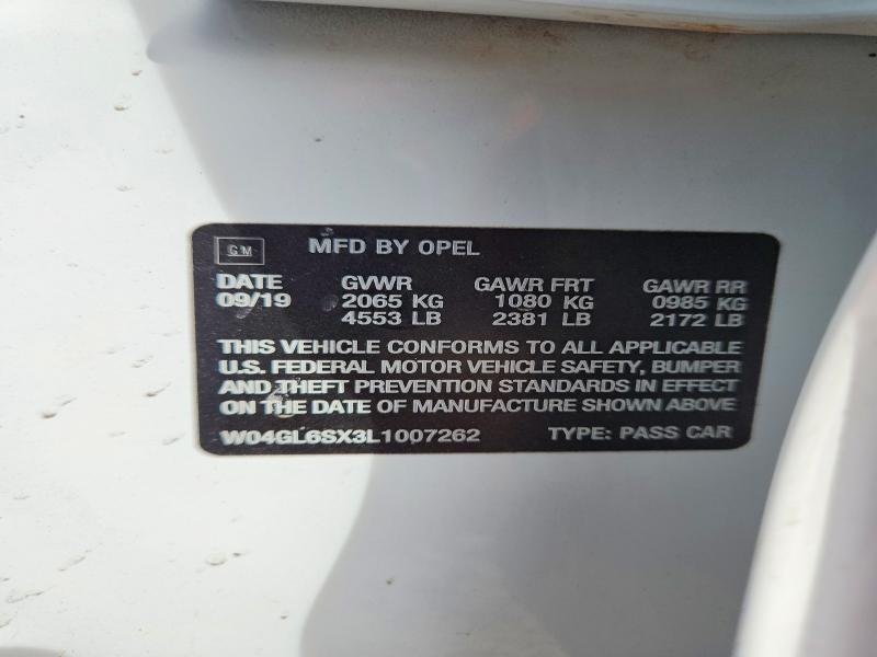 Продажа на аукционе авто 2020 Buick Regal, vin: W04GL6SX3L1007262, номер лота: 41780706