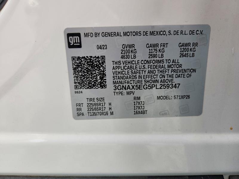 Aukcja sprzedaży 2023 Chevrolet Equinox, vin: 3GNAX5EG5PL259347, numer aukcji: 46336276