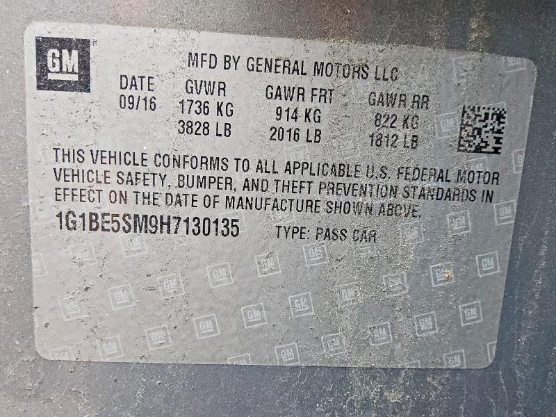45534336 :رقم المزاد ، 1G1BE5SM9H7130135 vin ، 2017 Chevrolet Cruze مزاد بيع