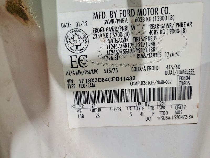 Aukcja sprzedaży 2012 Ford F350, vin: 1FT8X3D64CEB11432, numer aukcji: 76485255