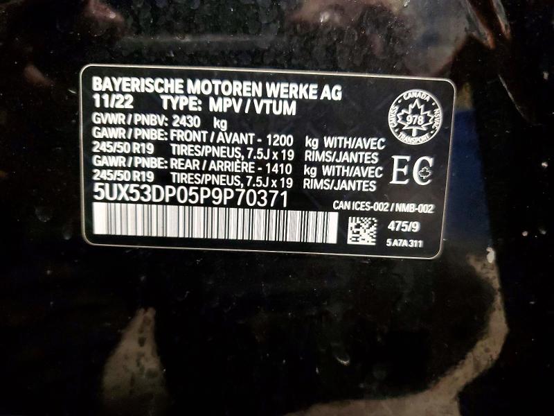79650225 :رقم المزاد ، 5UX53DP05P9P70371 vin ، 2023 Bmw X3 مزاد بيع