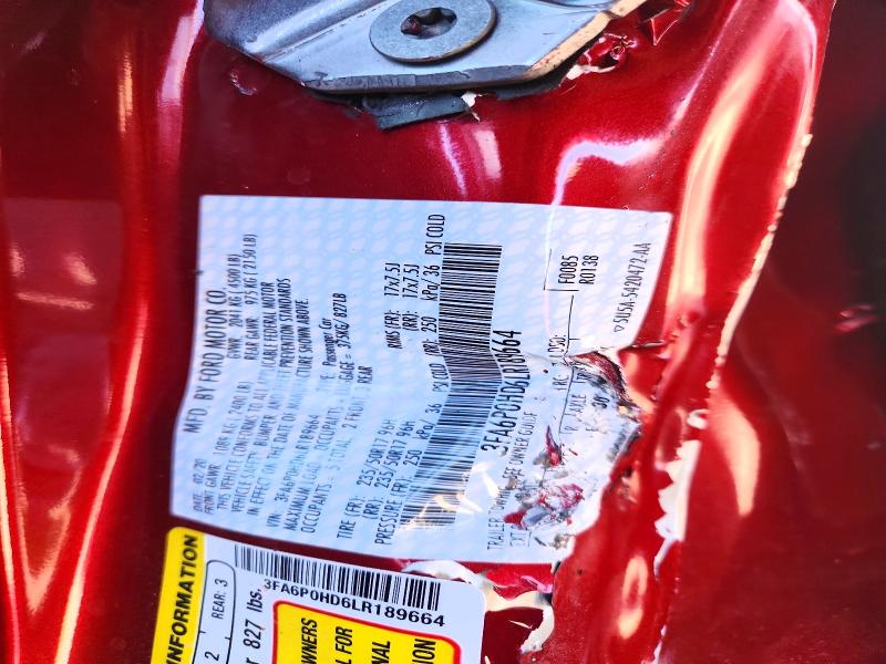 45516436 :رقم المزاد ، 3FA6P0HD6LR189664 vin ، 2020 Ford Fusion مزاد بيع