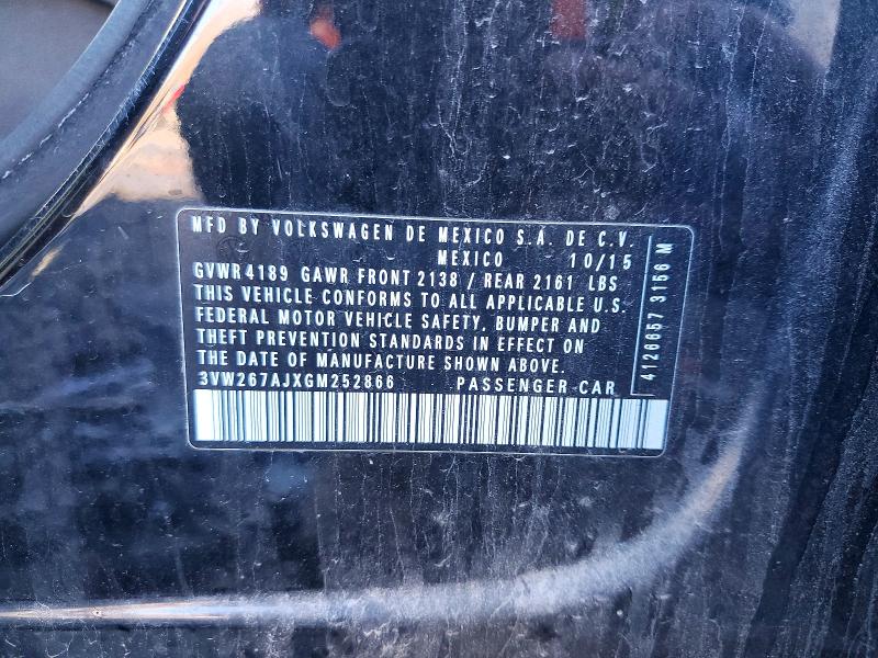 2016 Volkswagen Jetta მანქანა იყიდება აუქციონზე, vin: 3VW267AJXGM252866, აუქციონის ნომერი: 79360975