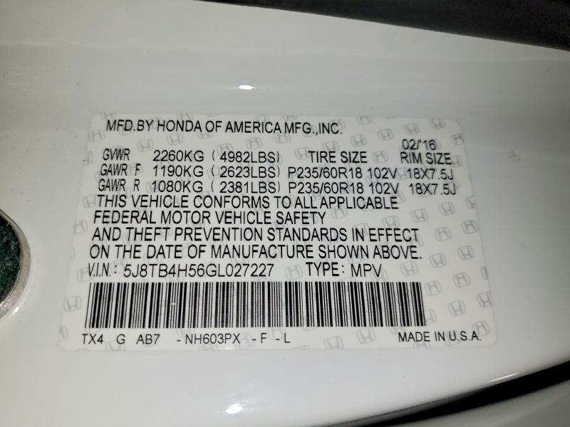 Продаж на аукціоні авто 2016 Acura Rdx, vin: 5J8TB4H56GL027227, номер лоту: 79447065
