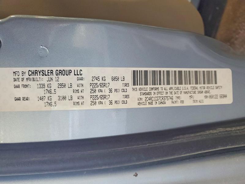 45975186 :رقم المزاد ، 2C4RC1CG7CR375746 vin ، 2012 Chrysler Town & Country مزاد بيع