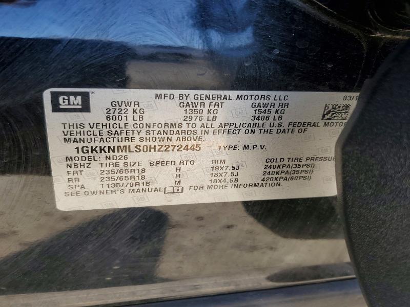 Aukcja sprzedaży 2017 Gmc Acadia, vin: 1GKKNMLS0HZ272445, numer aukcji: 45537726
