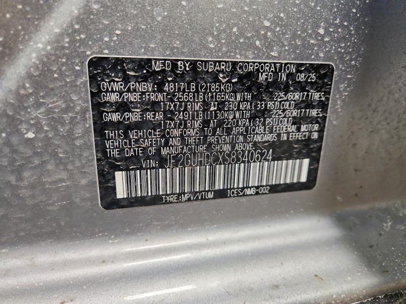 2025 Subaru Crosstrek მანქანა იყიდება აუქციონზე, vin: JF2GUHDCXS8340624, აუქციონის ნომერი: 47023996