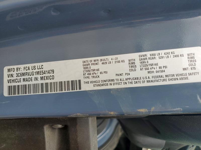 Aukcja sprzedaży 2021 Ram Promaster 3500, vin: 3C6MRVJG1ME541479, numer aukcji: 77220765