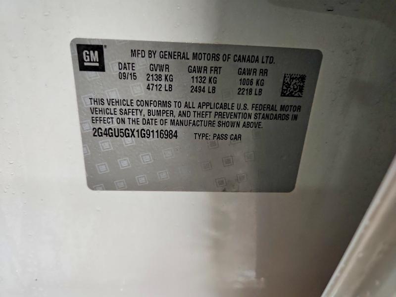 79404785 :رقم المزاد ، 2G4GU5GX1G9116984 vin ، 2016 Buick Regal مزاد بيع