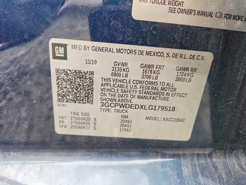 79036955 :رقم المزاد ، 3GCPWDEDXLG179518 vin ، 2020 Chevrolet Silverado مزاد بيع