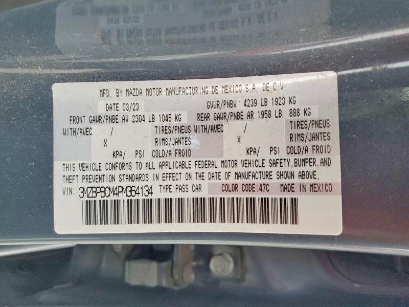 Продажа на аукционе авто 2023 Mazda 3, vin: 3MZBPBCM4PM364134, номер лота: 45662066