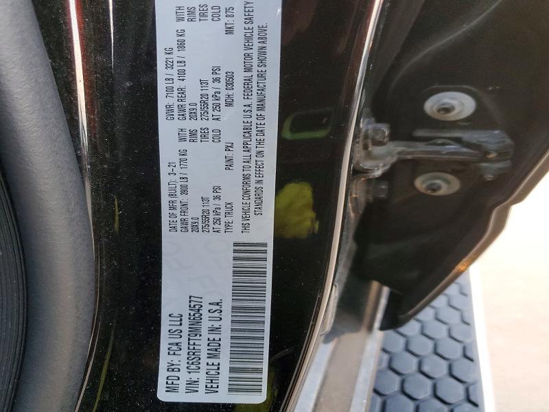 2021 Ram 1500 მანქანა იყიდება აუქციონზე, vin: 1C6SRFFT9MN654577, აუქციონის ნომერი: 47451206