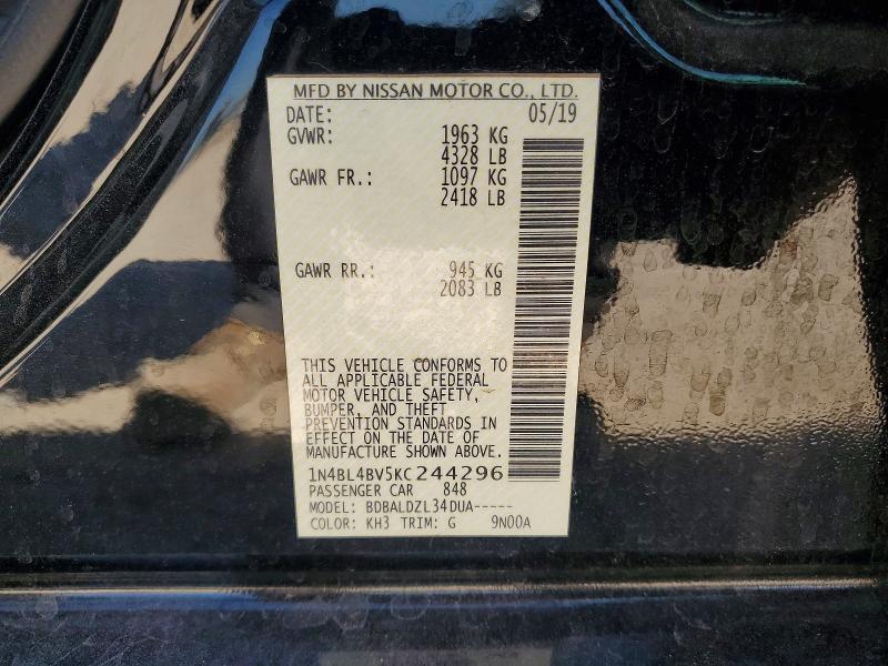 Продаж на аукціоні авто 2019 Nissan Altima, vin: 1N4BL4BV5KC244296, номер лоту: 47478266